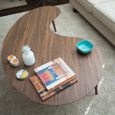 Very Large Coffee Table, mid century modern in walnut. Large space coffee table.