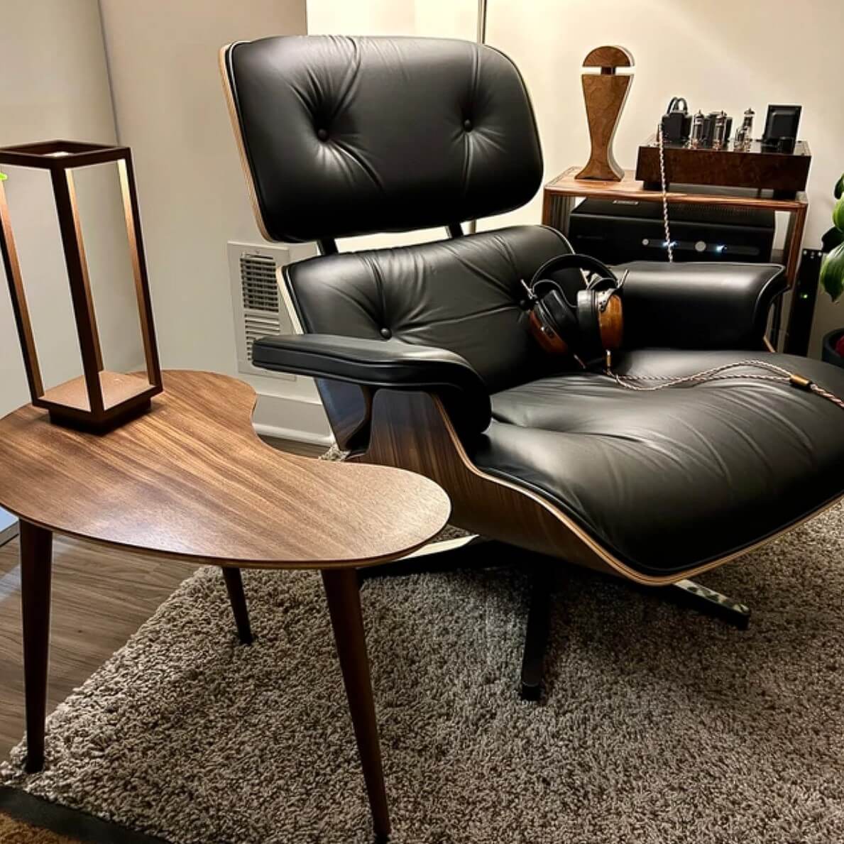 Walnut Kidney Bean Side Table - Mid Century Modern